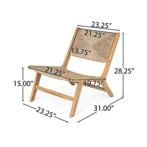 Acacia Wood Outdoor Armless Lounge Chair - Light Teak