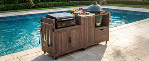 K&K 80.5' Outdoor Kitchen Island for Big Green Egg & Blackstone Griddle