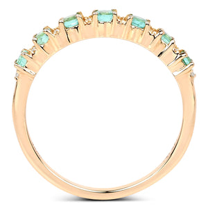 0.41 Carat Genuine Zambian Emerald and White Diamond 14K Yellow Gold Ring