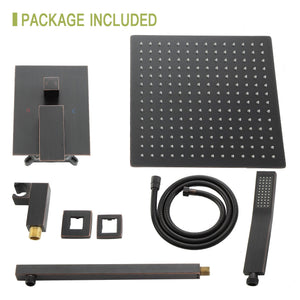 Dual Shower Head 10" Wall Mounted Shower System with Anti-Scald Valve - Black, Gold, or Gray