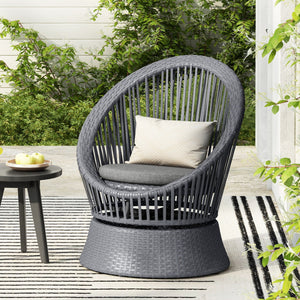 Modern Swivel Wicker Lounge Chair With Round Design