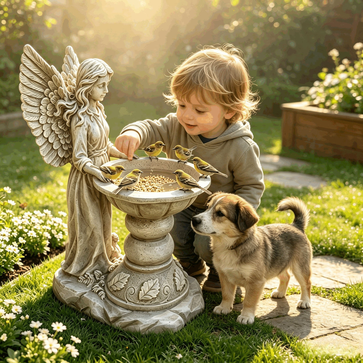 15.35" High Angel Bird Bath Sculpture