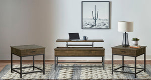 Byers 3-piece Lift Top Coffee and End Table Set Brown Oak