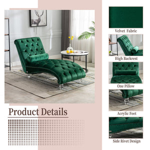 Chaise Lounge Indoor, Button Tufted Upholstered Chaise Lounge Chair With Pillow