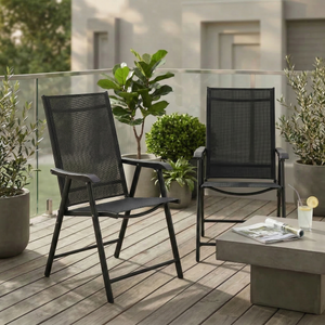 Outdoor Patio Chairs Set of 2 Stackable Portable for Deck, Garden, Camping and Travel