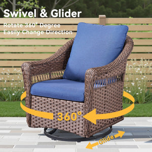 Outdoor Swivel Rocking Wicker Chairs Set of 2