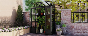 TOPMAX 78-inch Wooden Walk-in Greenhouse with Skylights and Folding Shelves