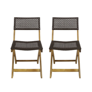 Bistro Foldable Chair With Wicker Backrest