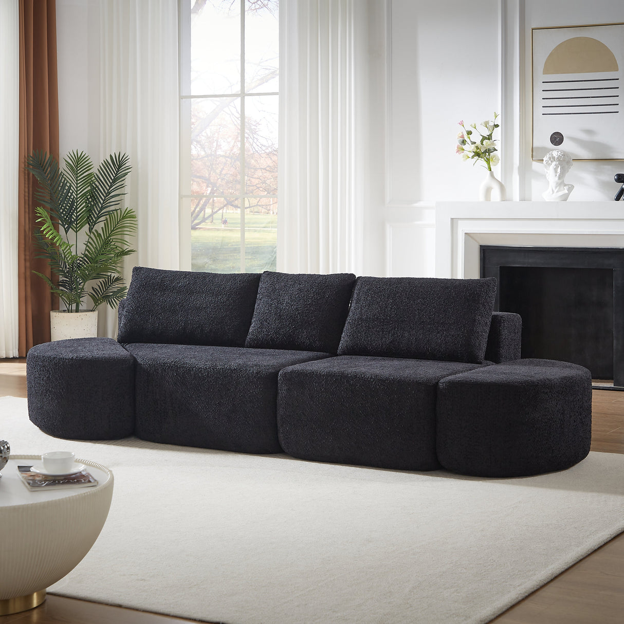 106.3-Inch V-Shaped Modular Sofa Set in Chenille Fabric