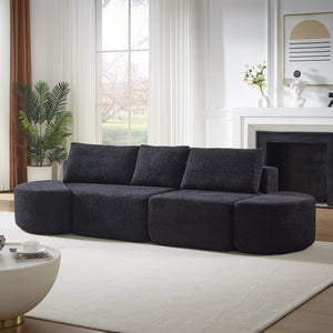 106.3-Inch V-Shaped Modular Sofa Set in Chenille Fabric