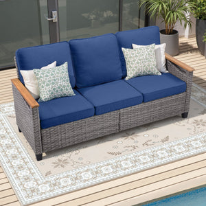 69.7" Wide Outdoor Wicker Patio Sofa
