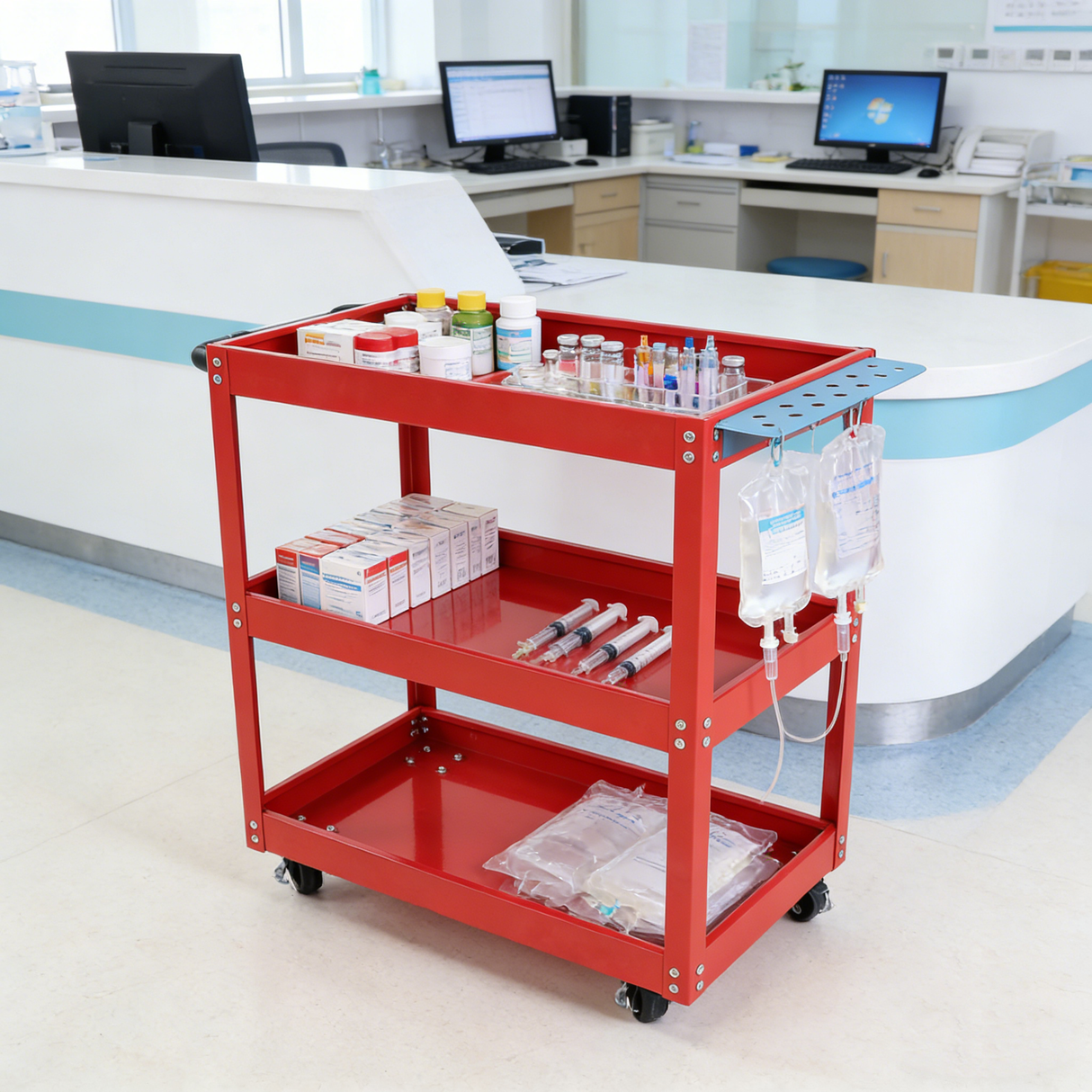 Tool Cart on Wheels - 3 Tier Rolling Mechanic Tool Cart