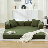 Folding Sofa Bed with Corduroy Upholstery and 2 Pillows