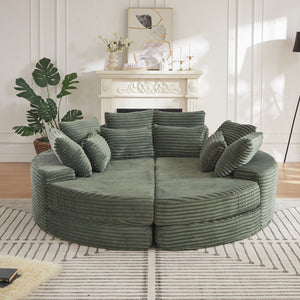 Round Oversized Sofa Bed With 5 Throw Pillows
