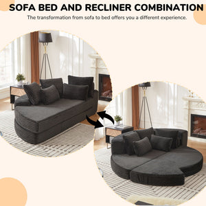 Semi Circular 2 In 1 Sofa Bed With Neck Pillow And Throw Pillows