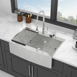 Farmhouse Style Topmount Apron Front Kitchen Sink With Easy Maintenance In Stainless Steel - Black