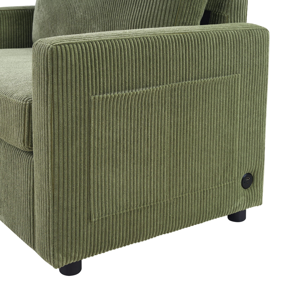 Sleeper Sofa With Foldable Mattress, USB Ports, Side Table & Storage Pocket
