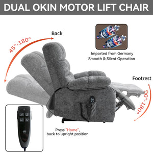 Lift Recliner Chair Heat Massage Dual Motor Infinite Position