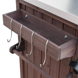 K&K 78.3' Outdoor Kitchen Island with Foldable Grill Table