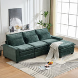 Modern Comfy Chenille L Shaped Sectional Sofa with Movable Ottoman