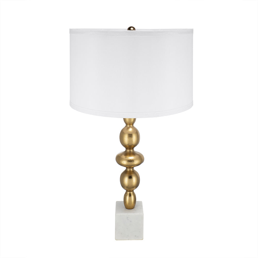 D15x29.5' Gold and White Table Lamp with Round Four Tiered Body