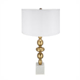 D15x29.5' Gold and White Table Lamp with Round Four Tiered Body