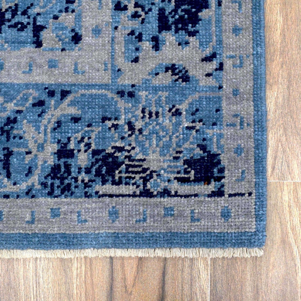Blue Modern Style Hand Knotted Wool 5.6x8.6 Area Rug