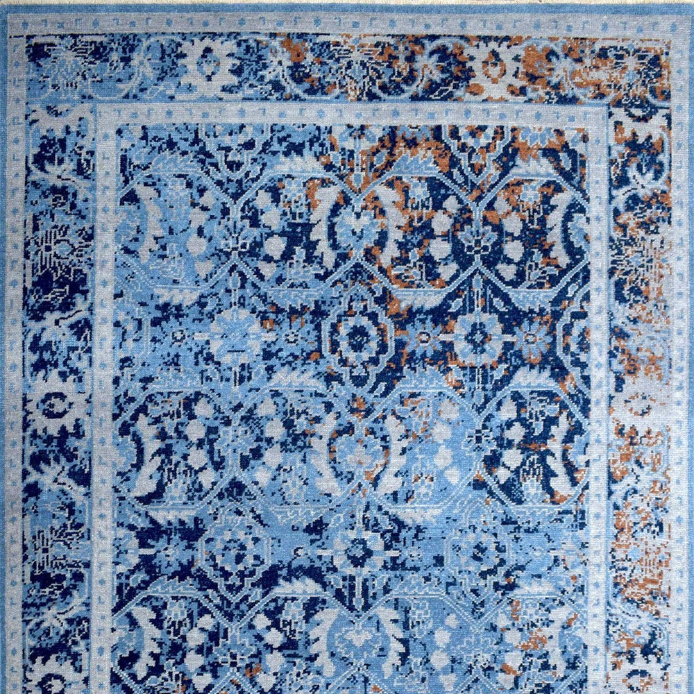 Blue Modern Style Hand Knotted Wool 5.6x8.6 Area Rug