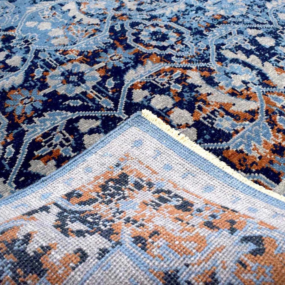 Blue Modern Style Hand Knotted Wool 5.6x8.6 Area Rug
