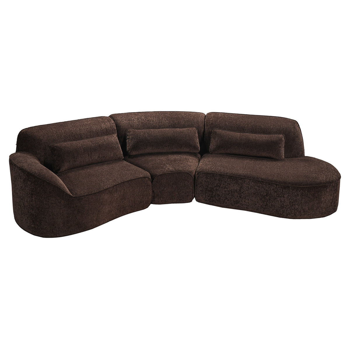 123" Modern Curved Sectional Sofa with Chaise Lounge - 3-Piece Set