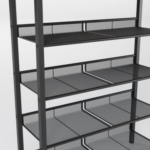 Industrial Shoe Rack with 4 Mesh Shelves
