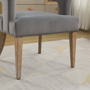 Modern Barrel Open Back Upholstered Accent Chair with Weathered Solid Wood Legs