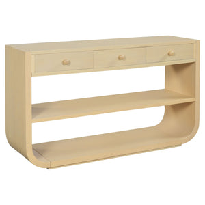 Console Table With 3 Soft Close Drawers & 2 Open Shelves - Natural