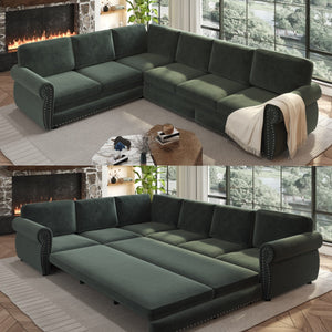 118" L-Shaped Convertible Sofa Couch