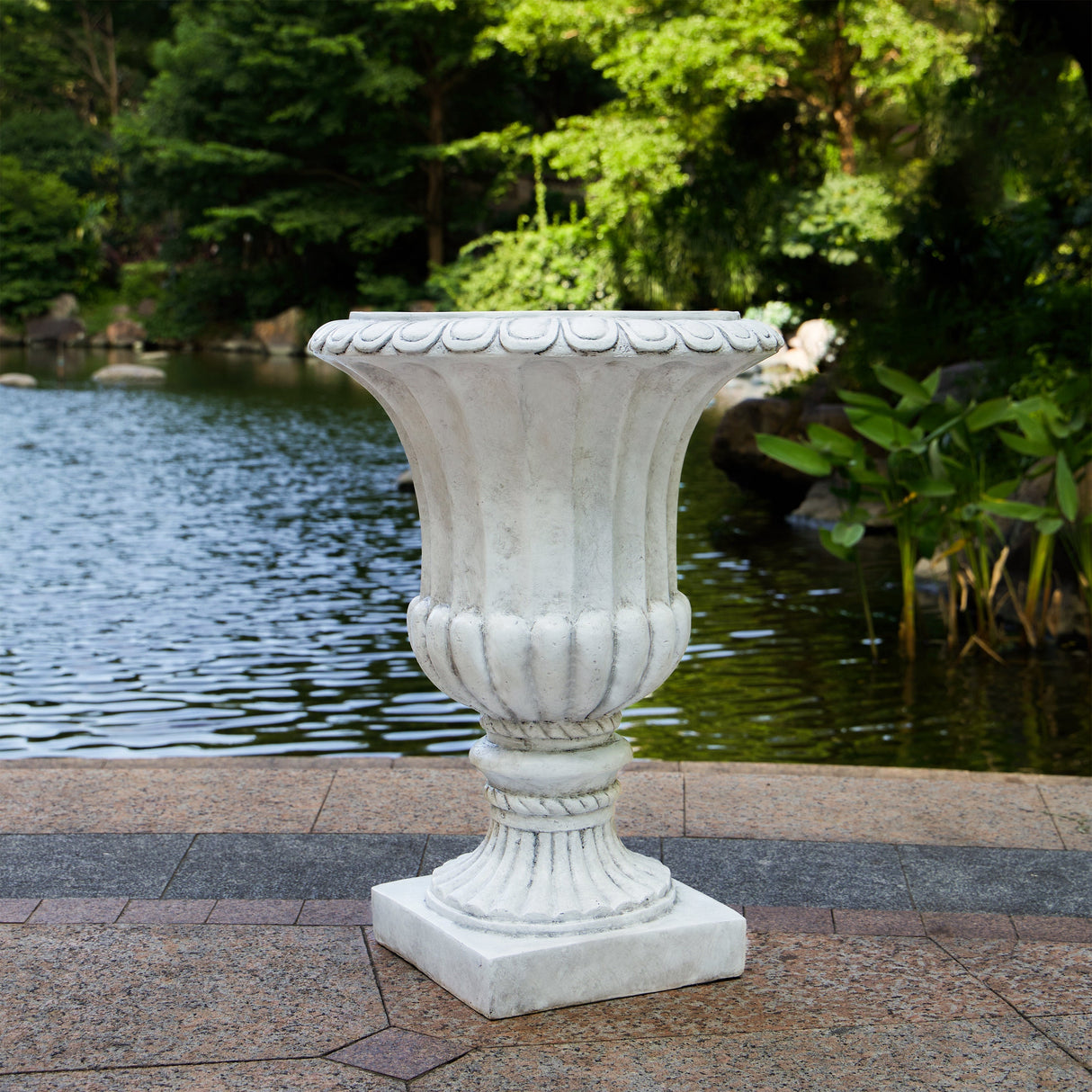 Outdoor Garden Urn Planter, Antique White