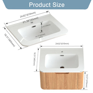 24" Wall-Mounted Floating Bathroom Vanity
