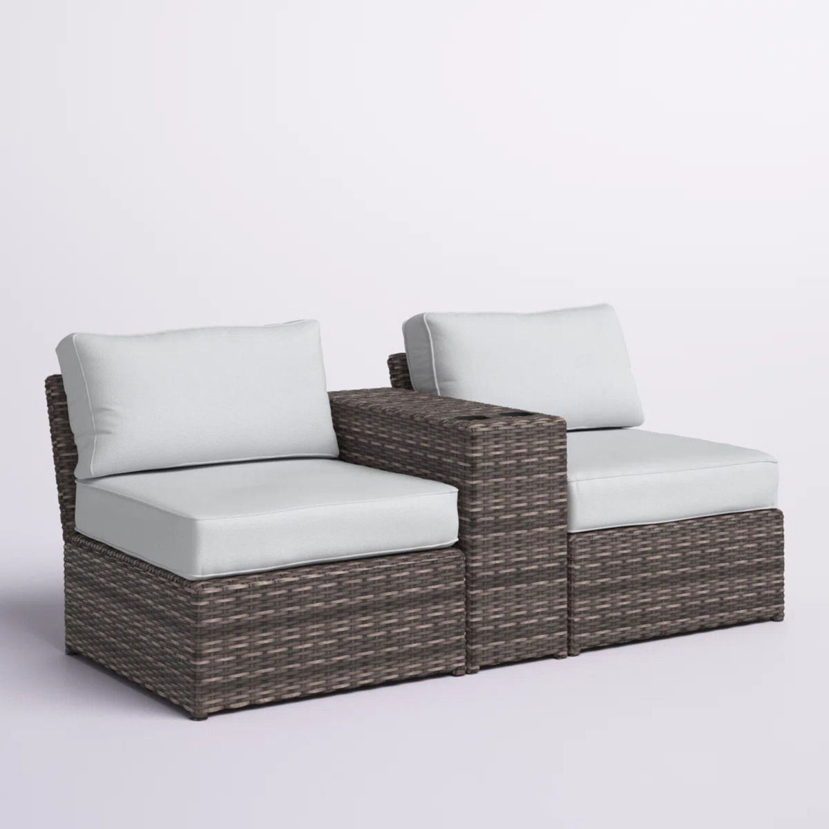 Weather Resistant Wicker Conversation Set with Cushions – Dark Brown or Dark Gray
