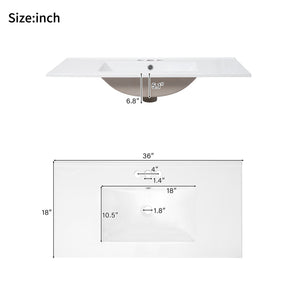 Bathroom Vanity With Sink, Soft Close Doors, Adjustable Shelf & 3 Drawers