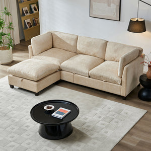 96.5" L Shape Sectional Couch with Ottoman