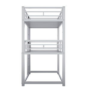Triple Bunk Bed with Sturdy Metal Frame and Space-Saving Design - Black or Pearl Silver