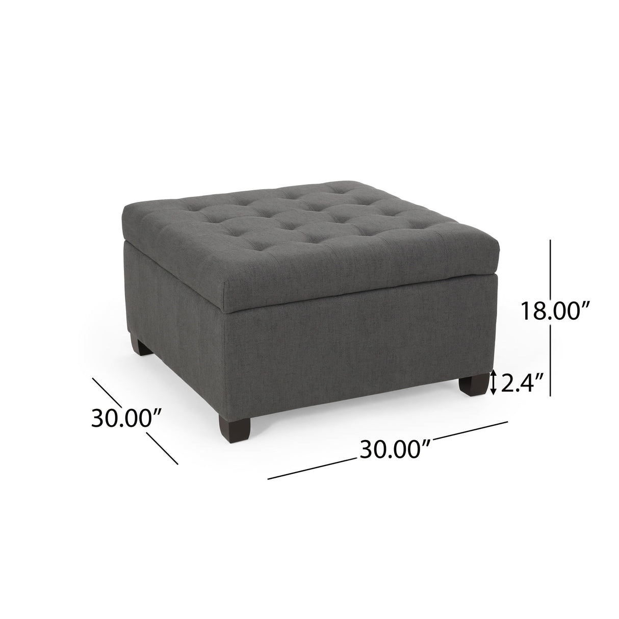 Upholstered Tufted Fabric Storage Ottoman