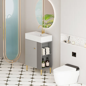 21.6" Open-Shelving Vanity with Ceramic Sink