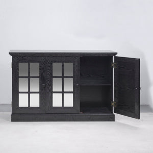Storage Cabinet With 3 Mirrored Acrylic Doors, Adjustable Shelves