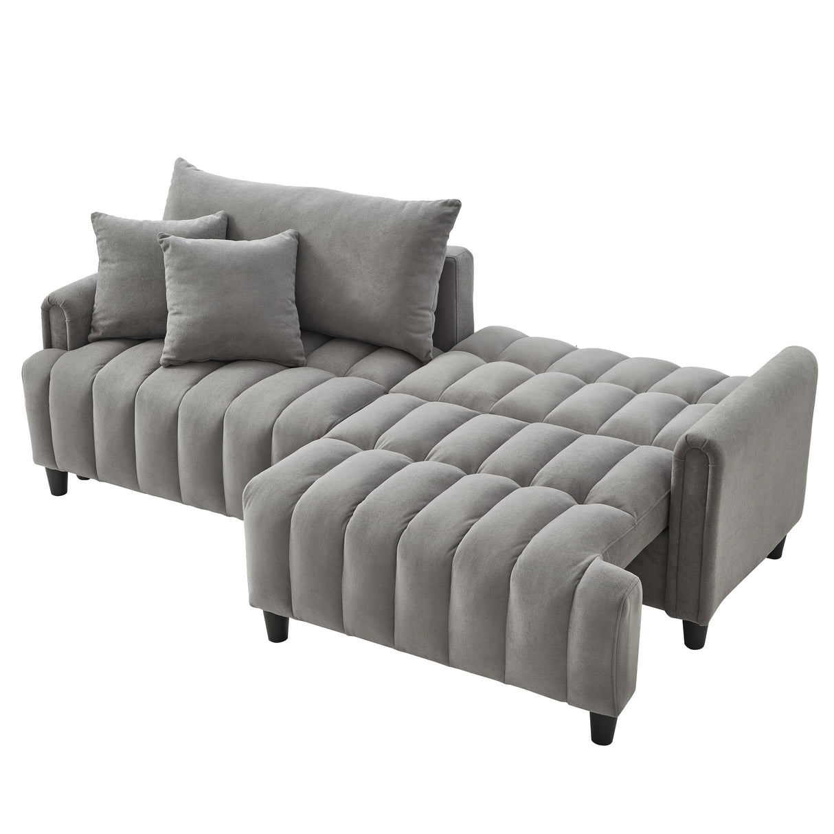 83'' Futon Sofa Bed with Polyester Fabric and Adjustable Backrest