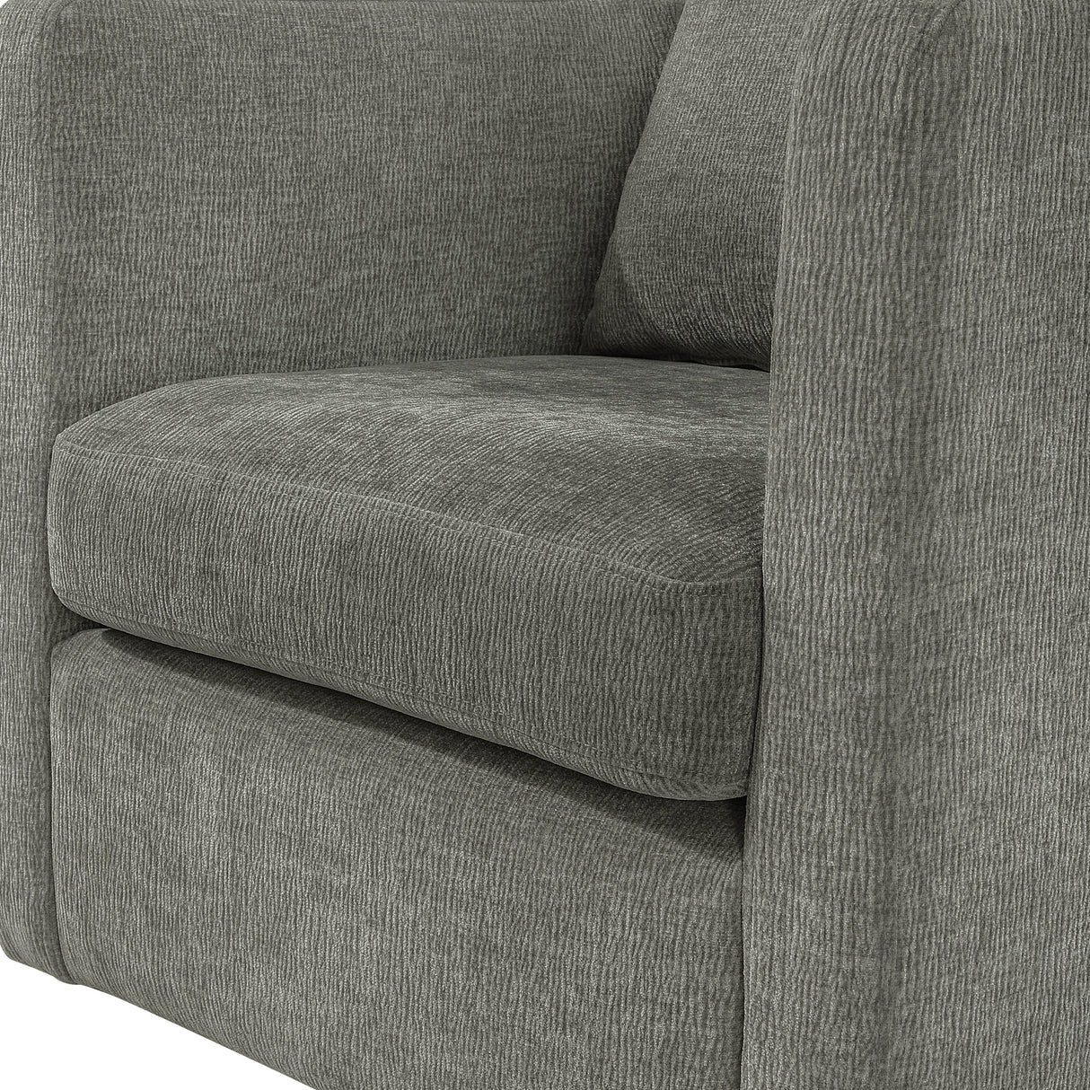 Sutton Light Grey Performance Fabric Swivel Barrel Chair
