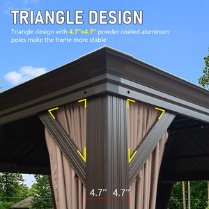 14x22FT Hardtop Gazebo with Galvanized Steel Double Roof