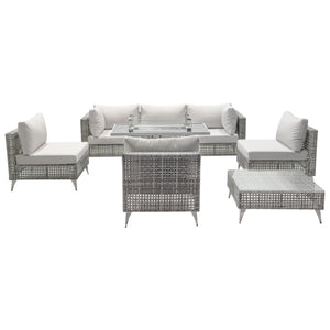 K&K Patio 8-Piece Patio Furniture Set with 43" Fire Pit Table