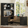 Space-Saving L-Shaped Computer Desk with Keyboard Tray & Charging Stations