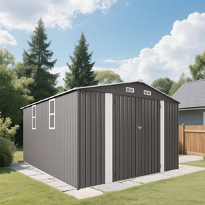 Large Outdoor Storage Shed with Lockable Door and Air Vent - Dark Gray