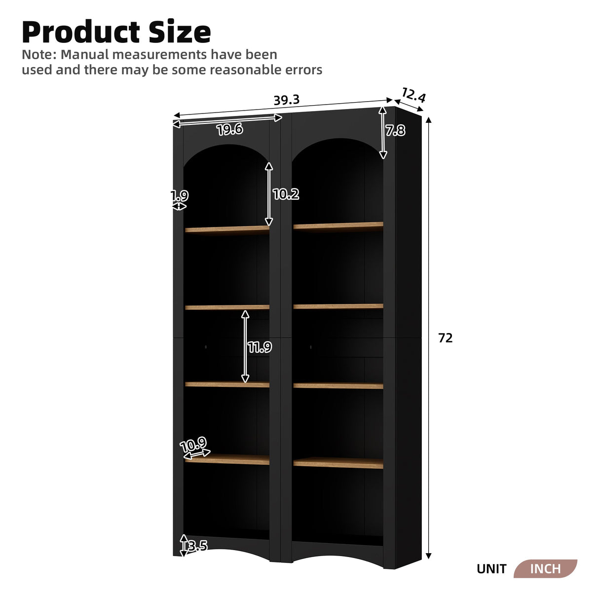 On-Trend Free Standing 5 Tier Bookshelves, Bookcases Set of 2